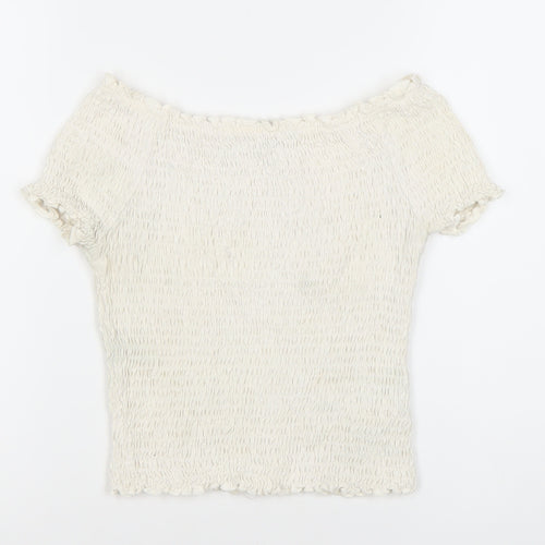 Marks and Spencer Ivory Off-Shoulder Cropped Blouse, Size 12