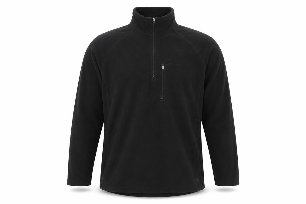 Front view of Peter Storm Men's Black Fleece Pullover L Zip Neck