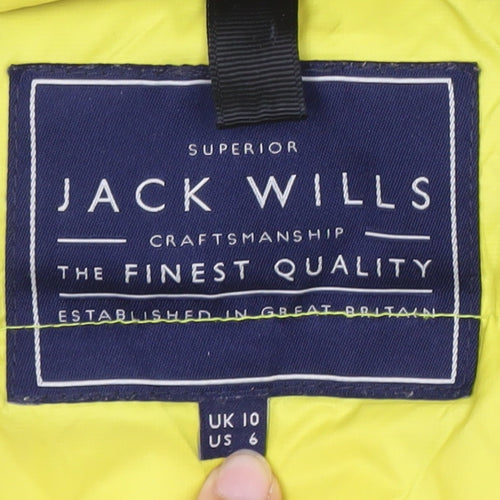 Jack Wills Women's Yellow Puffer Jacket Size 10