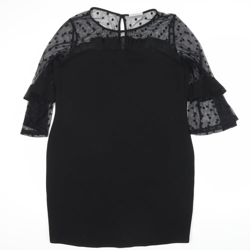 Wallis Women's Black Polka Dot Shift Dress Size 14
