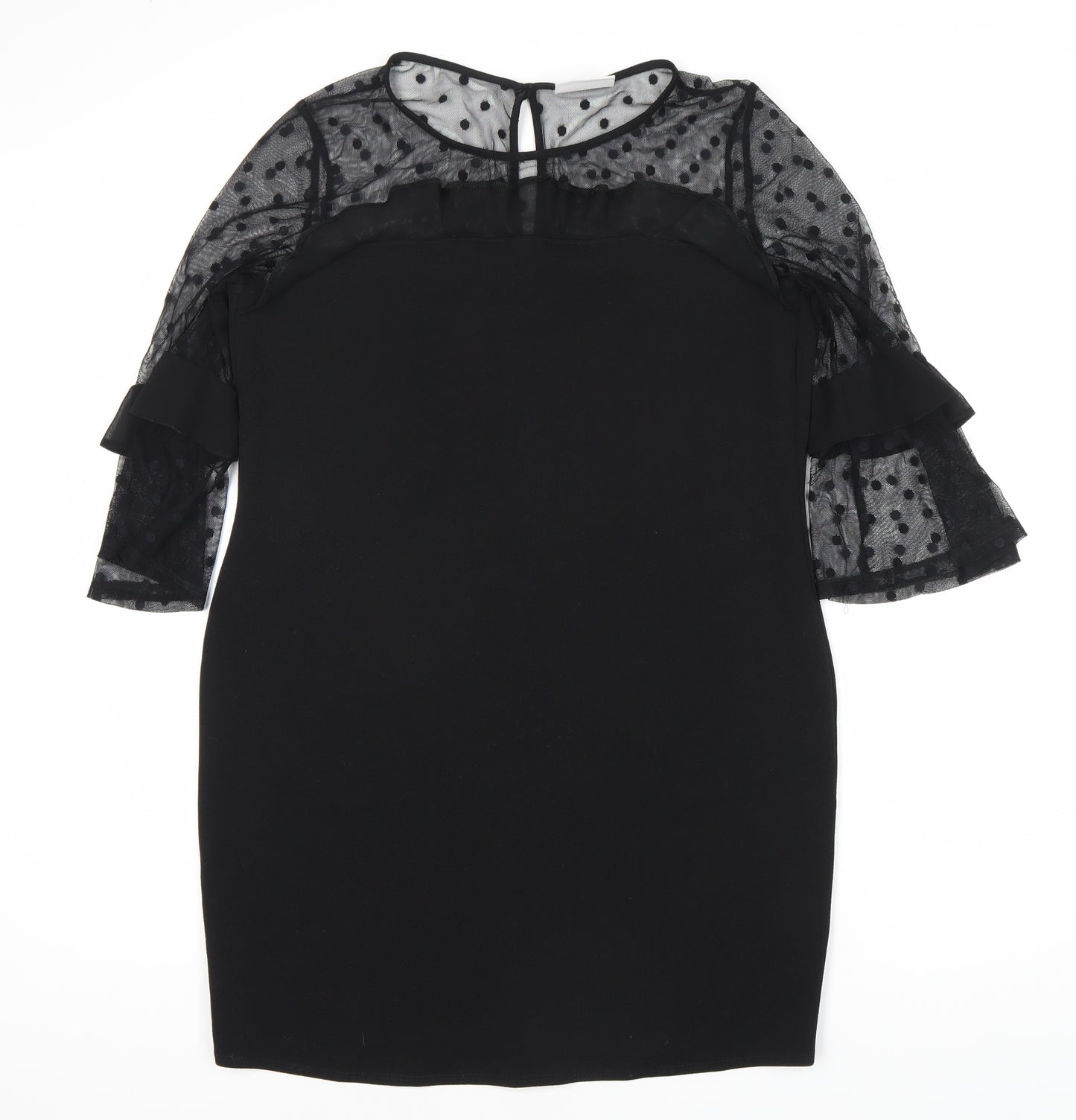 Wallis Women's Black Polka Dot Shift Dress Size 14