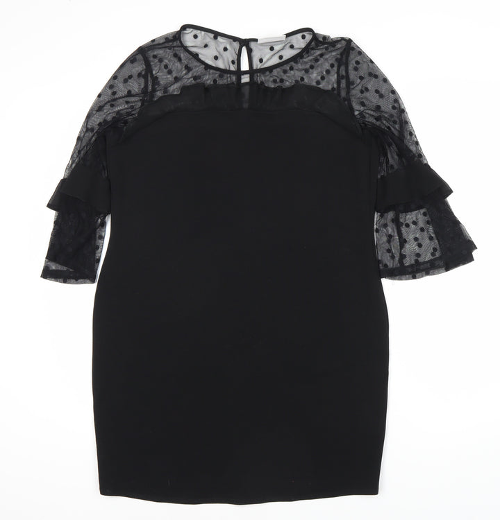 Wallis Women's Black Polka Dot Shift Dress Size 14