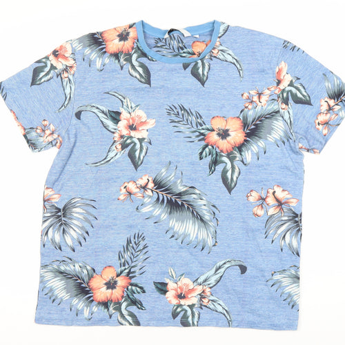 Next Men's Blue XL Hawaiian Floral T-Shirt