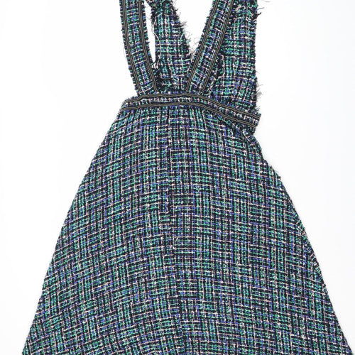 Zara Women Multicoloured Sleeveless Check Dress