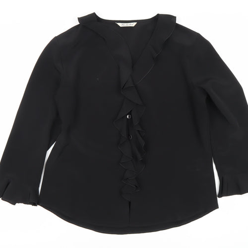Berketex Women's Black Ruffle Blouse Size 14
