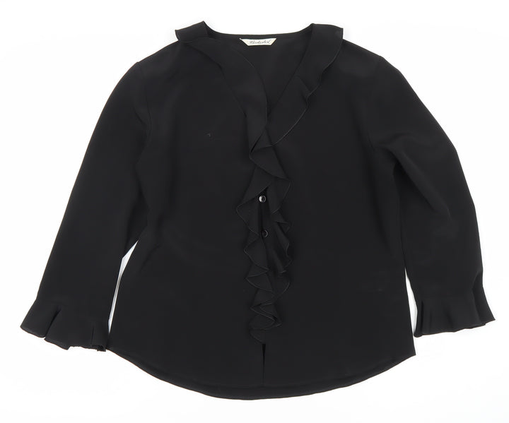 Berketex Women's Black Ruffle Blouse Size 14