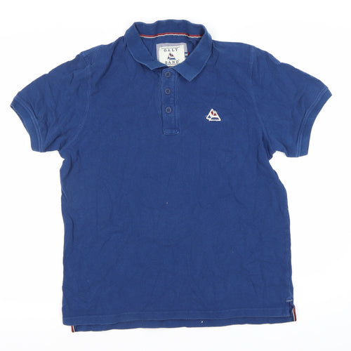 Galt Sand Men's Blue Polo Shirt M Solid Cotton