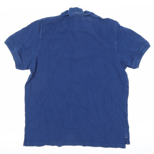Galt Sand Men's Blue Polo Shirt M Solid Cotton