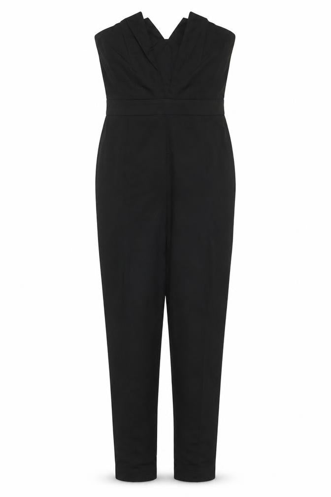 Front view of ASOS Women's Black Jumpsuit, size 12, Regular Fit, Excellent