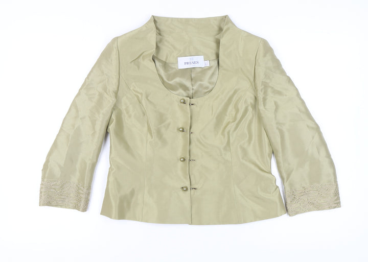 Presen de Luxe Beige Silk Women's Blazer Size 14