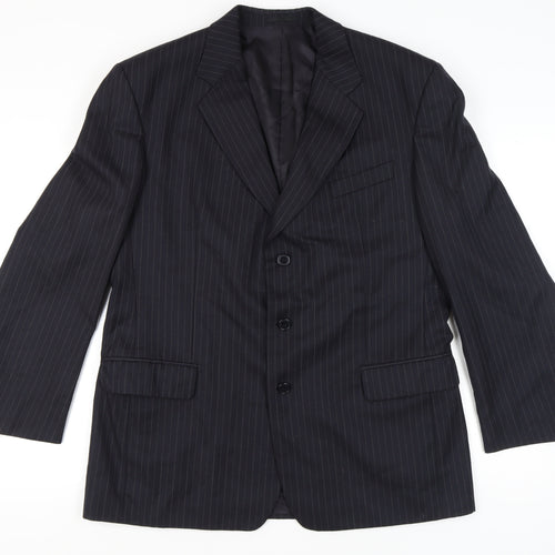 Pierre Cardin Men's Dark Blue Striped Classic Blazer, 44 R, Formal