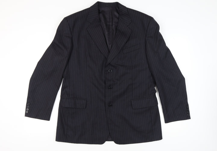 Pierre Cardin Men's Dark Blue Striped Classic Blazer, 44 R, Formal