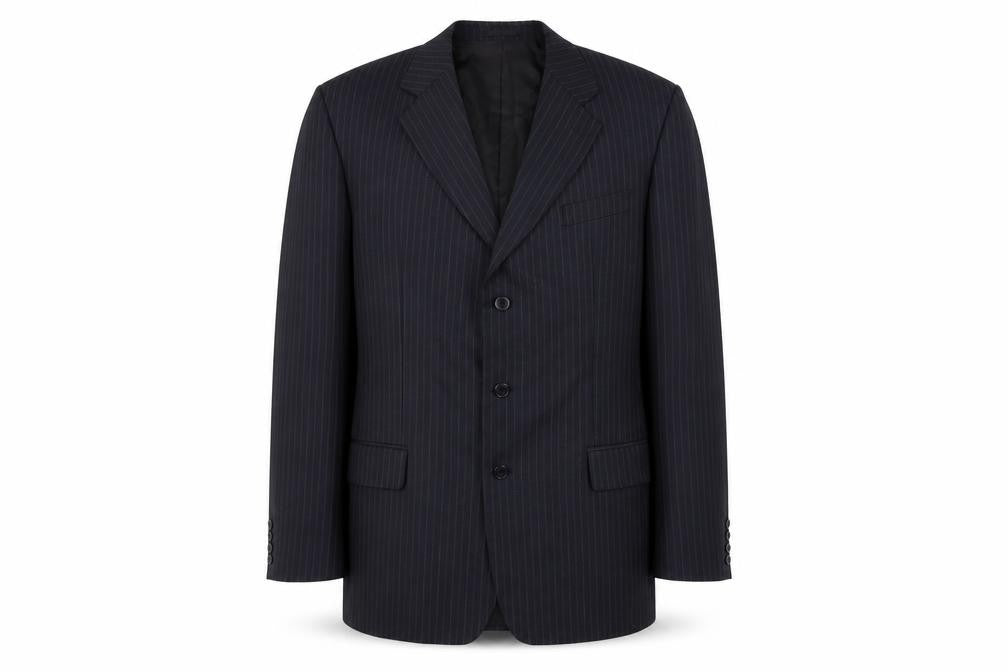 Pierre Cardin Men's Dark Blue Striped Classic Blazer, 44 R, Formal
