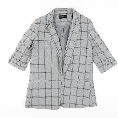 Mohito Women’s Grey Check Blazer, Size 4, 3/4 Sleeve