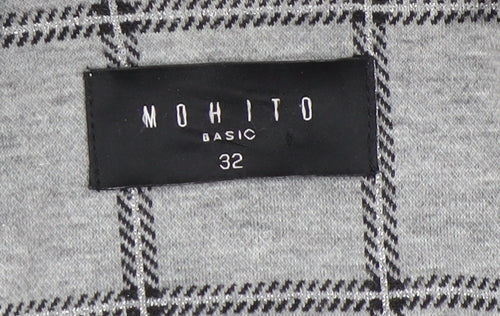 Mohito Women’s Grey Check Blazer, Size 4, 3/4 Sleeve