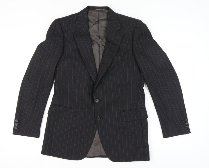Sidi by git Men's Black Pinstripe Wool Blazer, Size UK 40R