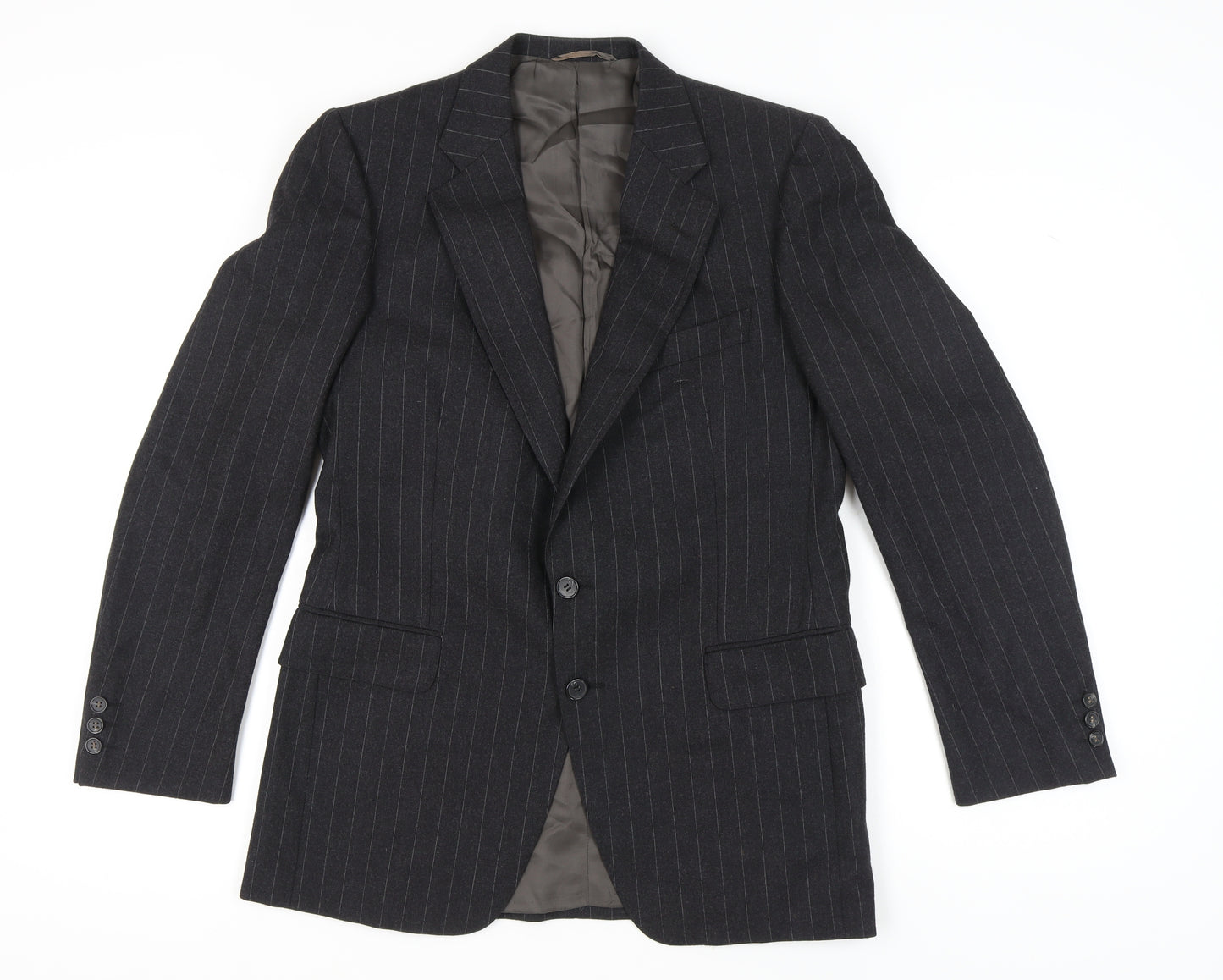 Sidi by git Men's Black Pinstripe Wool Blazer, Size UK 40R