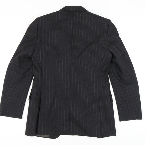Sidi by git Men's Black Pinstripe Wool Blazer, Size UK 40R