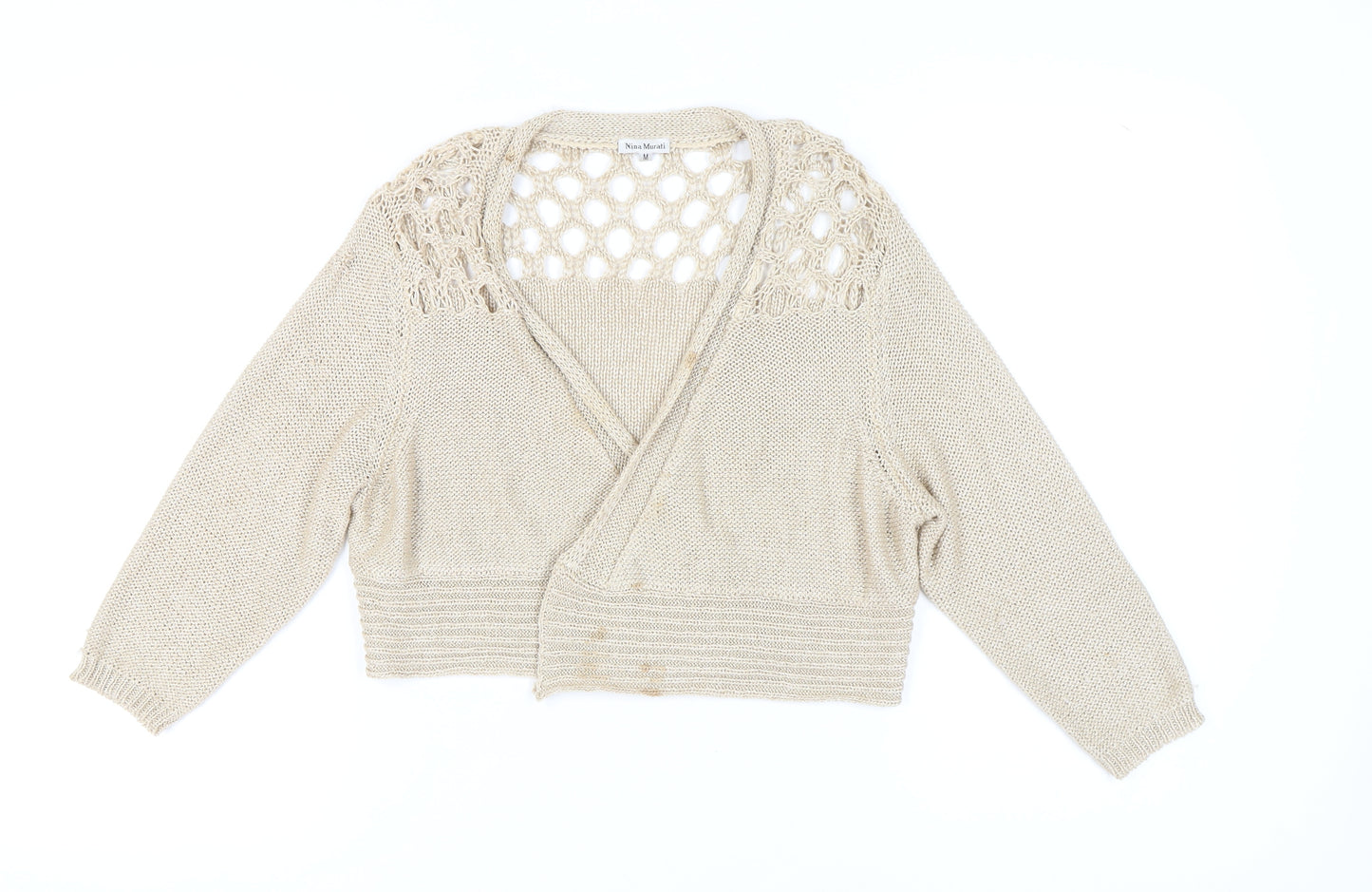 Nina Murati Women's Beige Wrap Jumper M Open-Knit