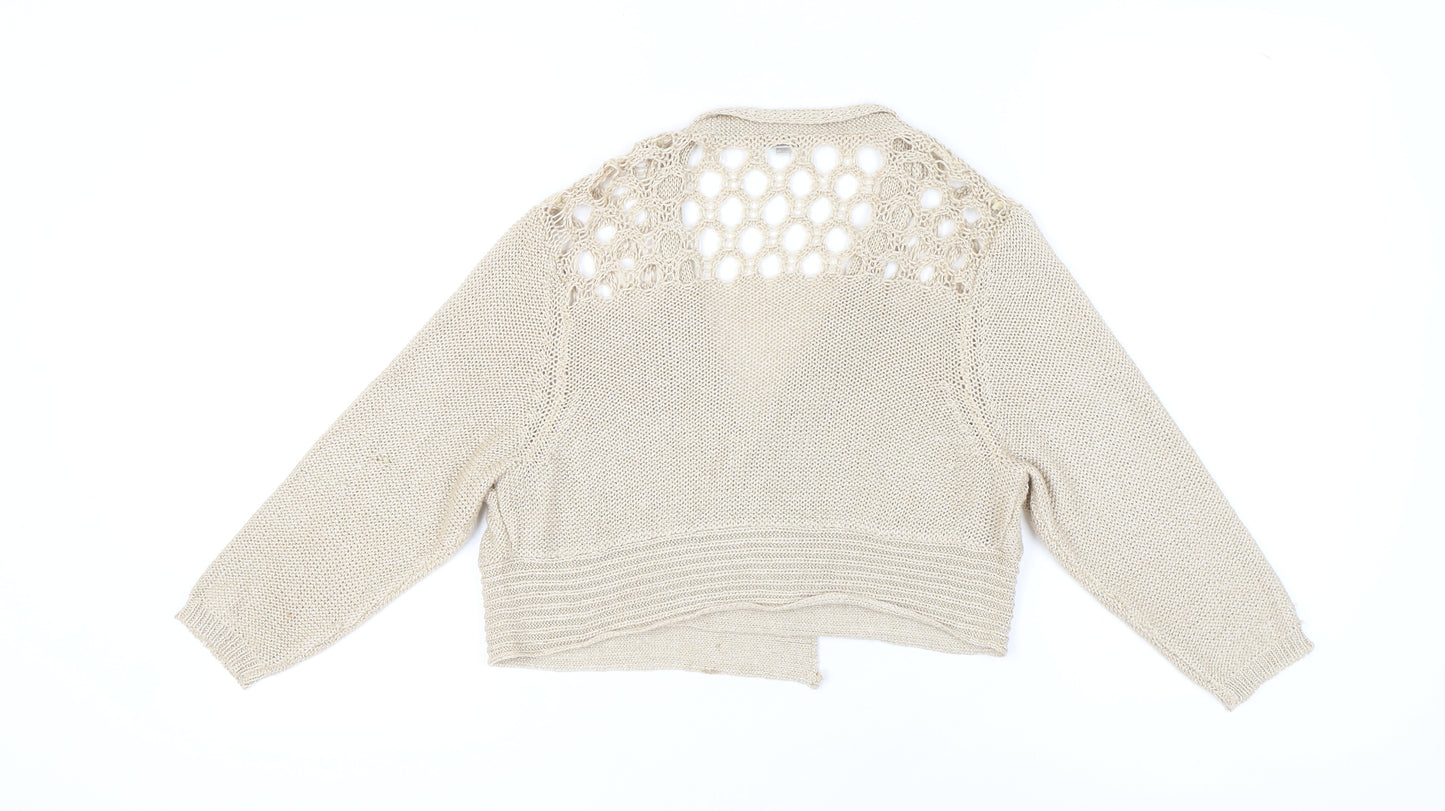 Nina Murati Women's Beige Wrap Jumper M Open-Knit