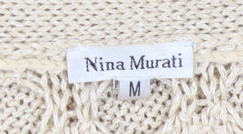 Nina Murati Women's Beige Wrap Jumper M Open-Knit