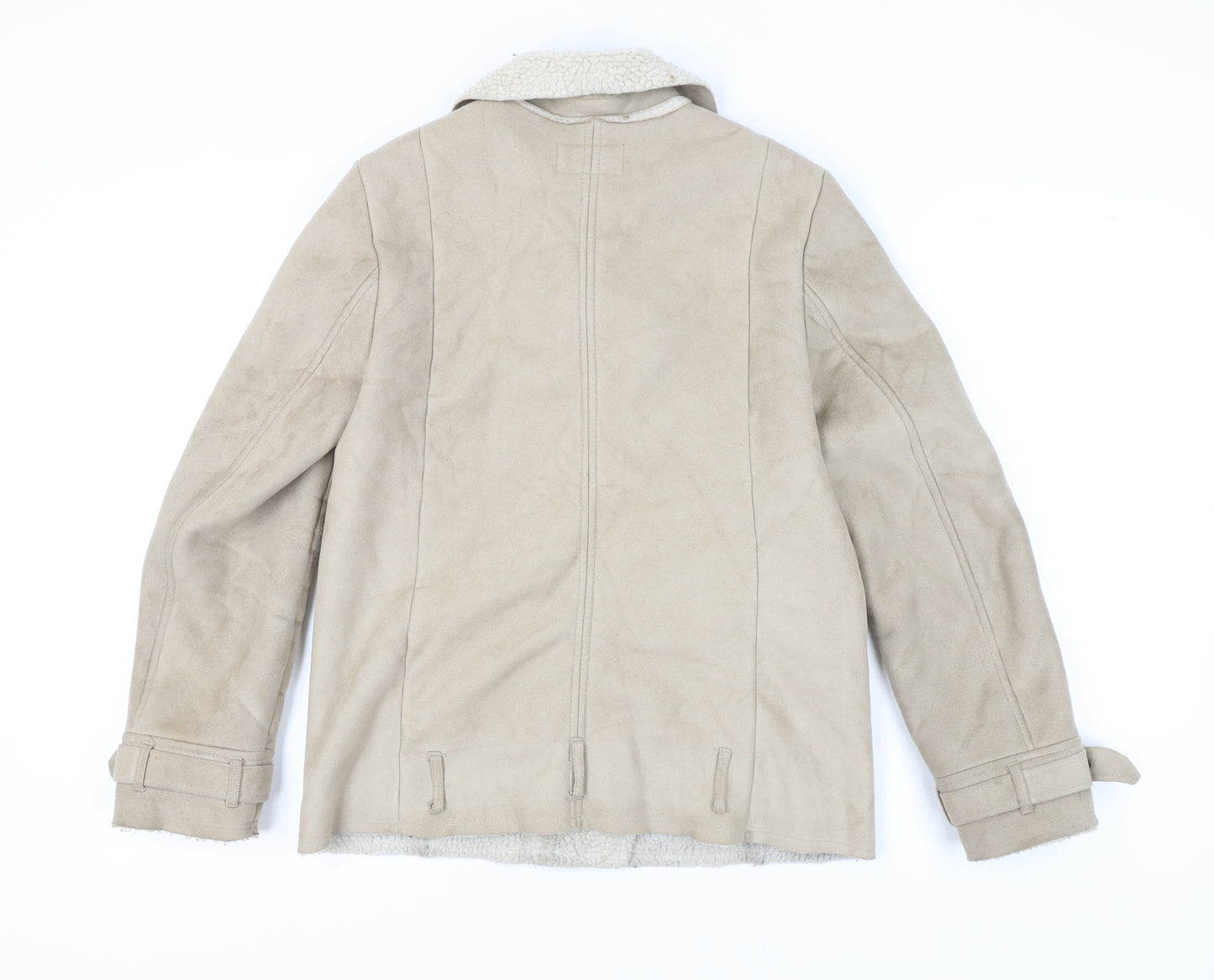 H&M Women's Beige Biker Jacket Size 8 Casual Autumn