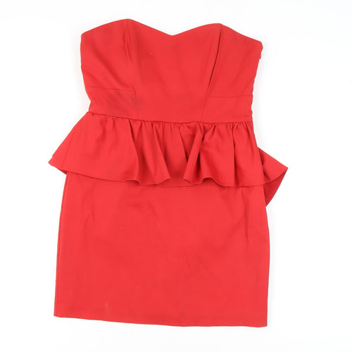 Oasis Women's Red Peplum Cocktail Dress Size 12