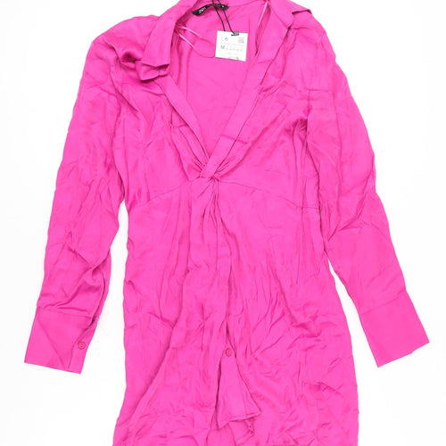Zara Women's Pink Long Sleeve Dress Size 12