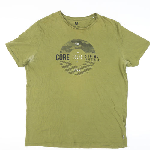 Jack & Jones Men's Green Graphic T-Shirt XL