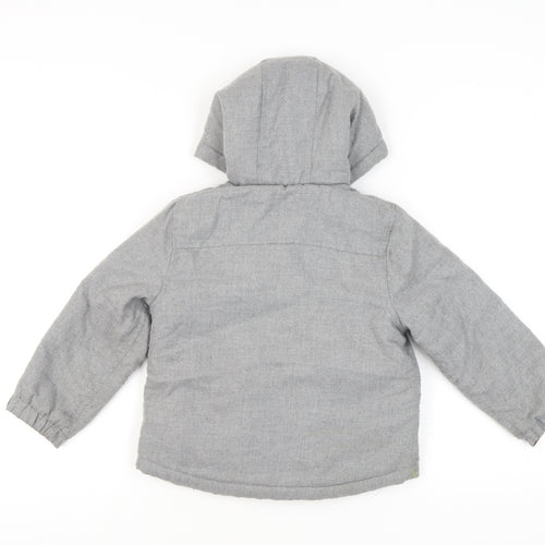 The Little White Company Boys Grey Hooded Puffer Jacket 5-6 Years