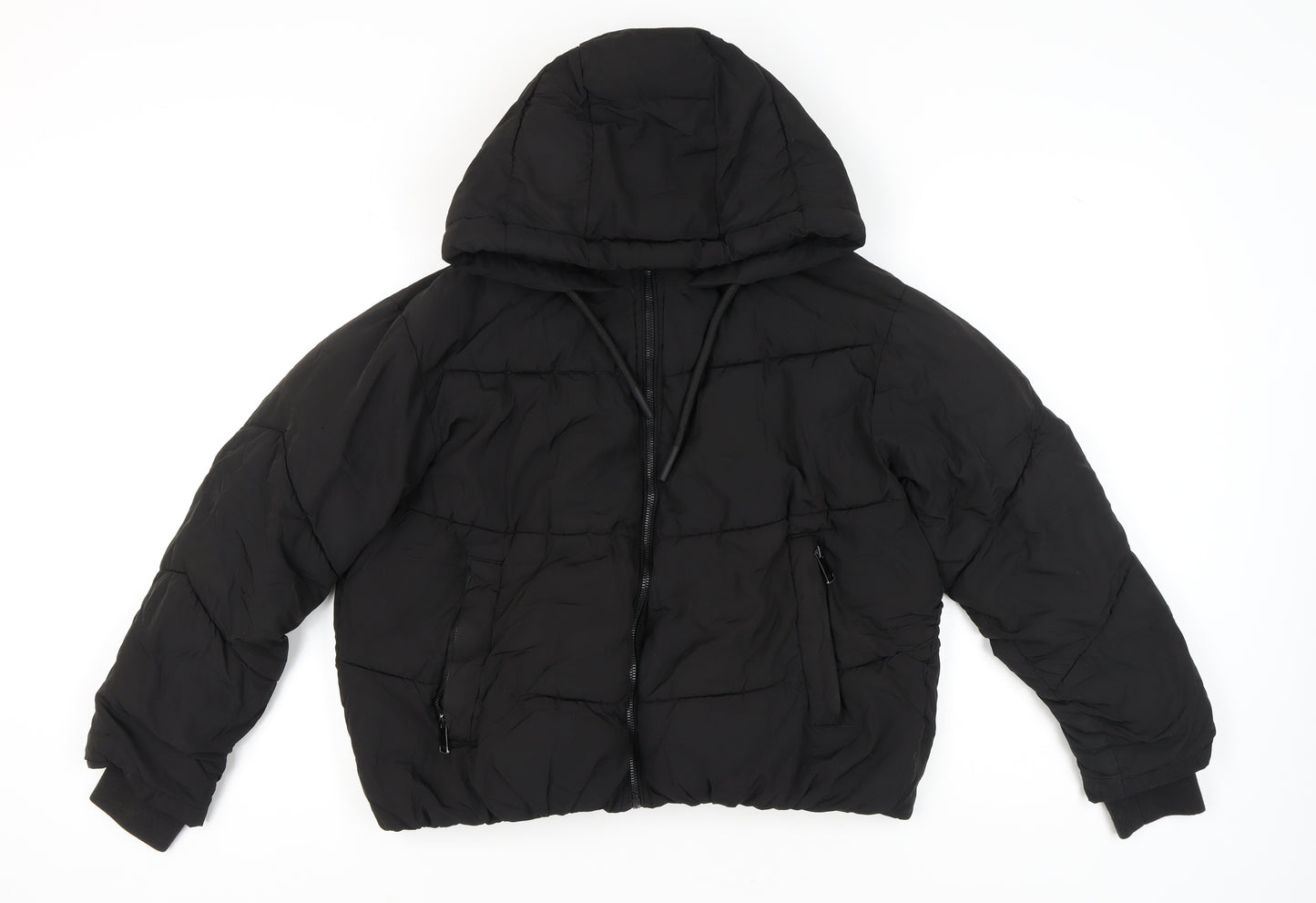 Zara Women's Black Puffer Jacket, Size S