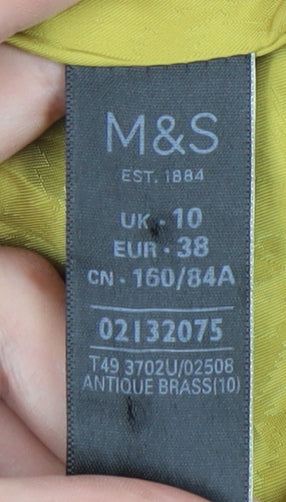 Marks and Spencer Yellow Women's Parka Jacket Size 10