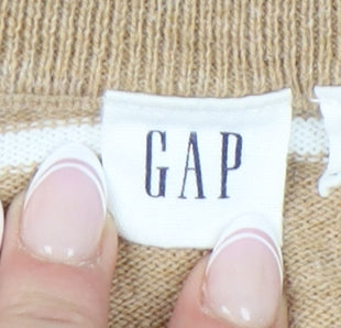 GAP Women's Beige Striped Pullover Jumper Size S