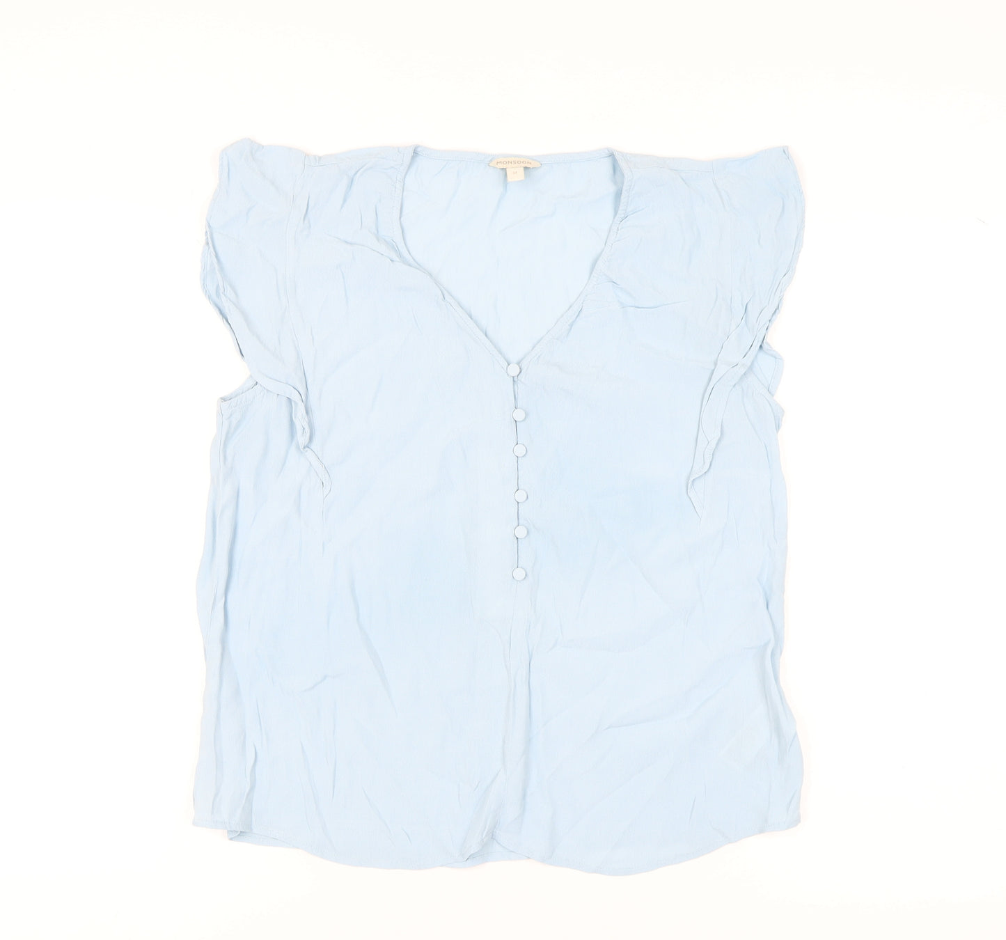 Monsoon Women's Blue Sleeveless V-Neck Blouse M