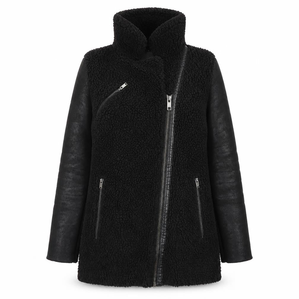 Front view of Only Women's Black XS Biker Jacket with Zip Accents