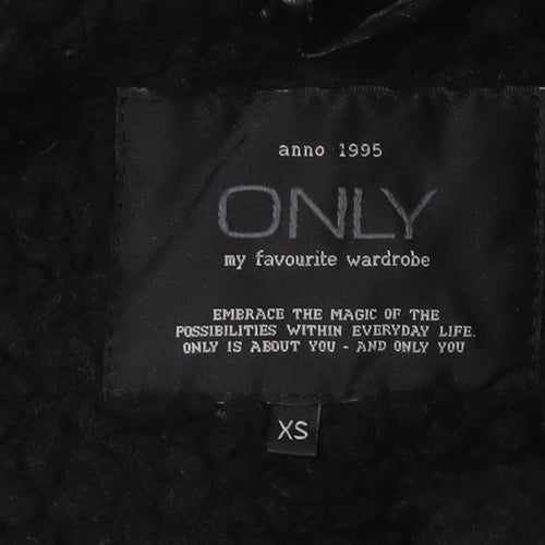 ONLY Women's Black XS Biker Jacket with Zip Accents