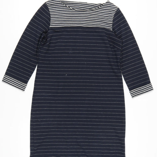 Roman Women's Navy Cotton Striped Shift Dress