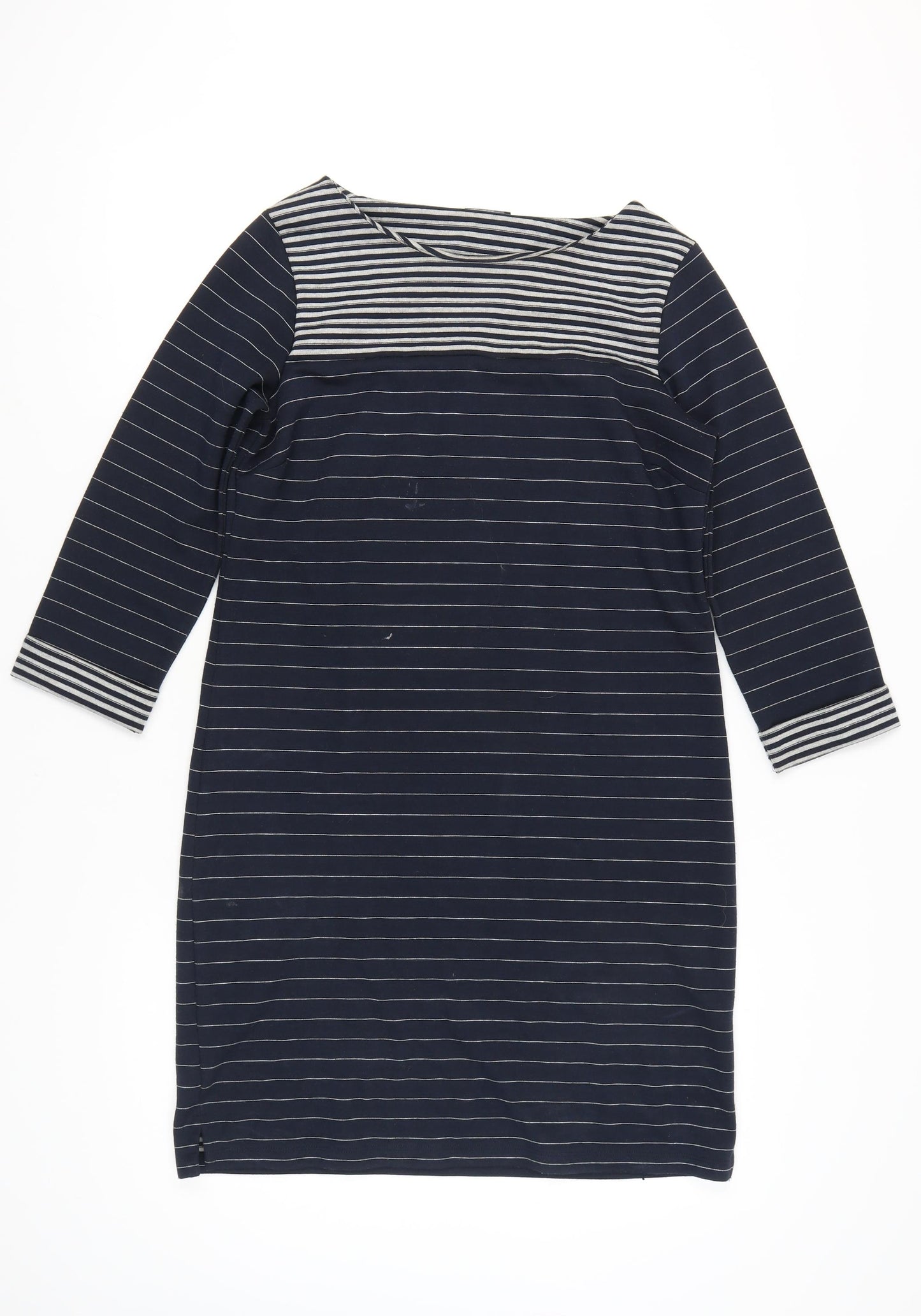 Roman Women's Navy Cotton Striped Shift Dress