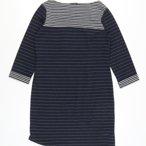 Roman Women's Navy Cotton Striped Shift Dress