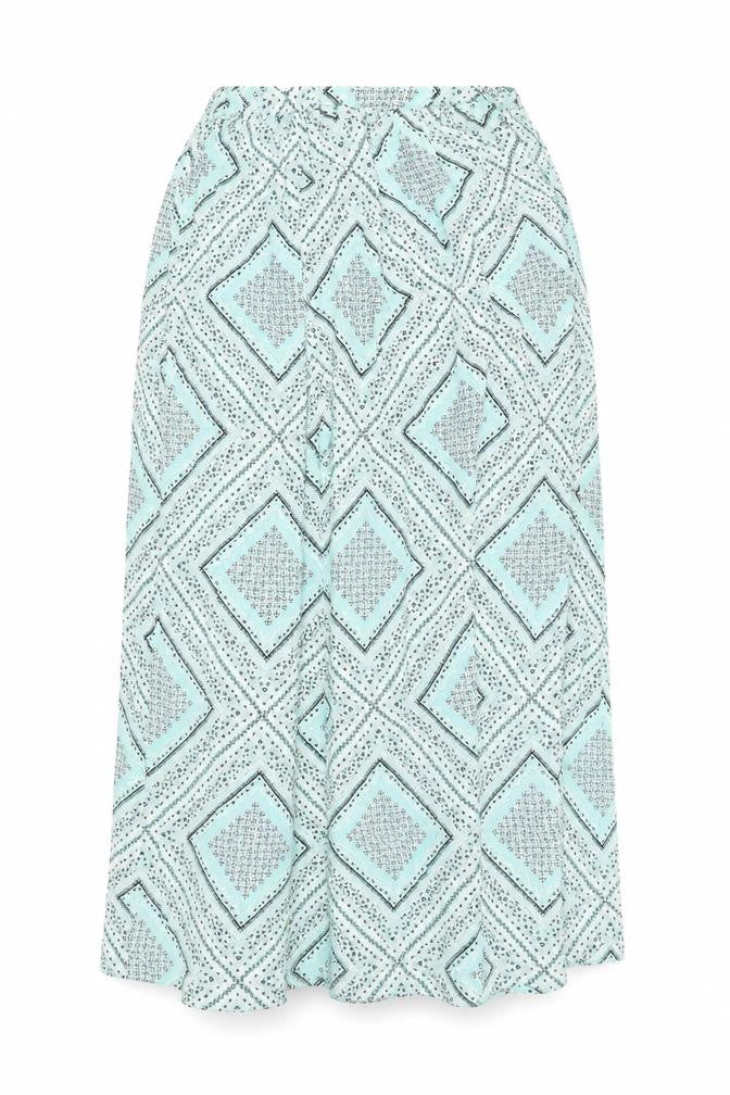 Front view of ASOS DESIGN Women's Blue Geometric Midi Skirt