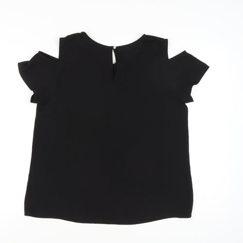 Oasis Women's Black Size 16 Cold Shoulder Top
