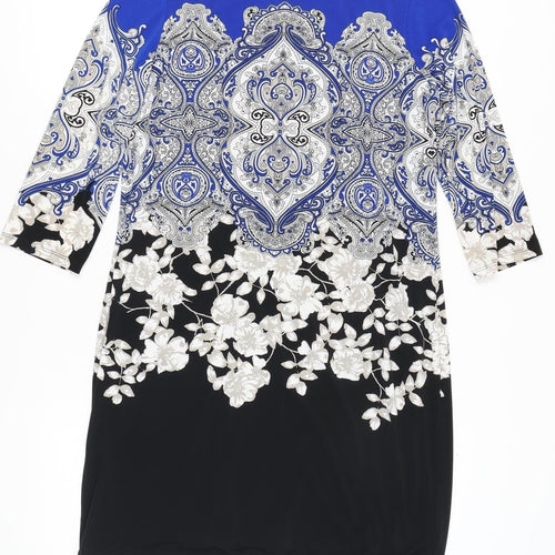 Wallis Women's Blue Black Floral Dress Size 14