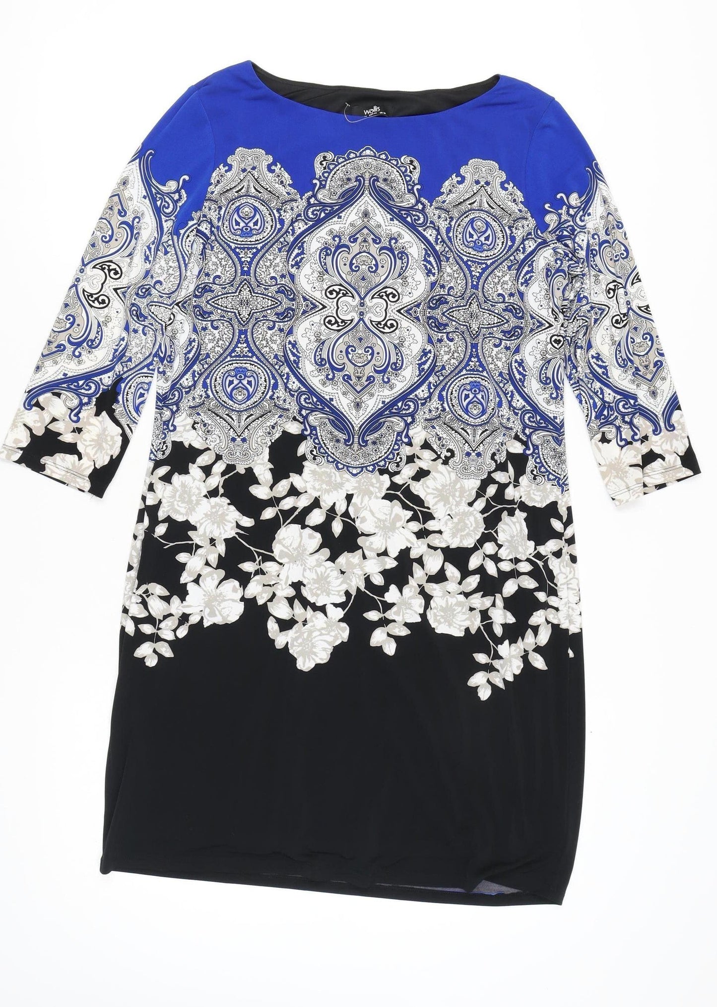 Wallis Women's Blue Black Floral Dress Size 14
