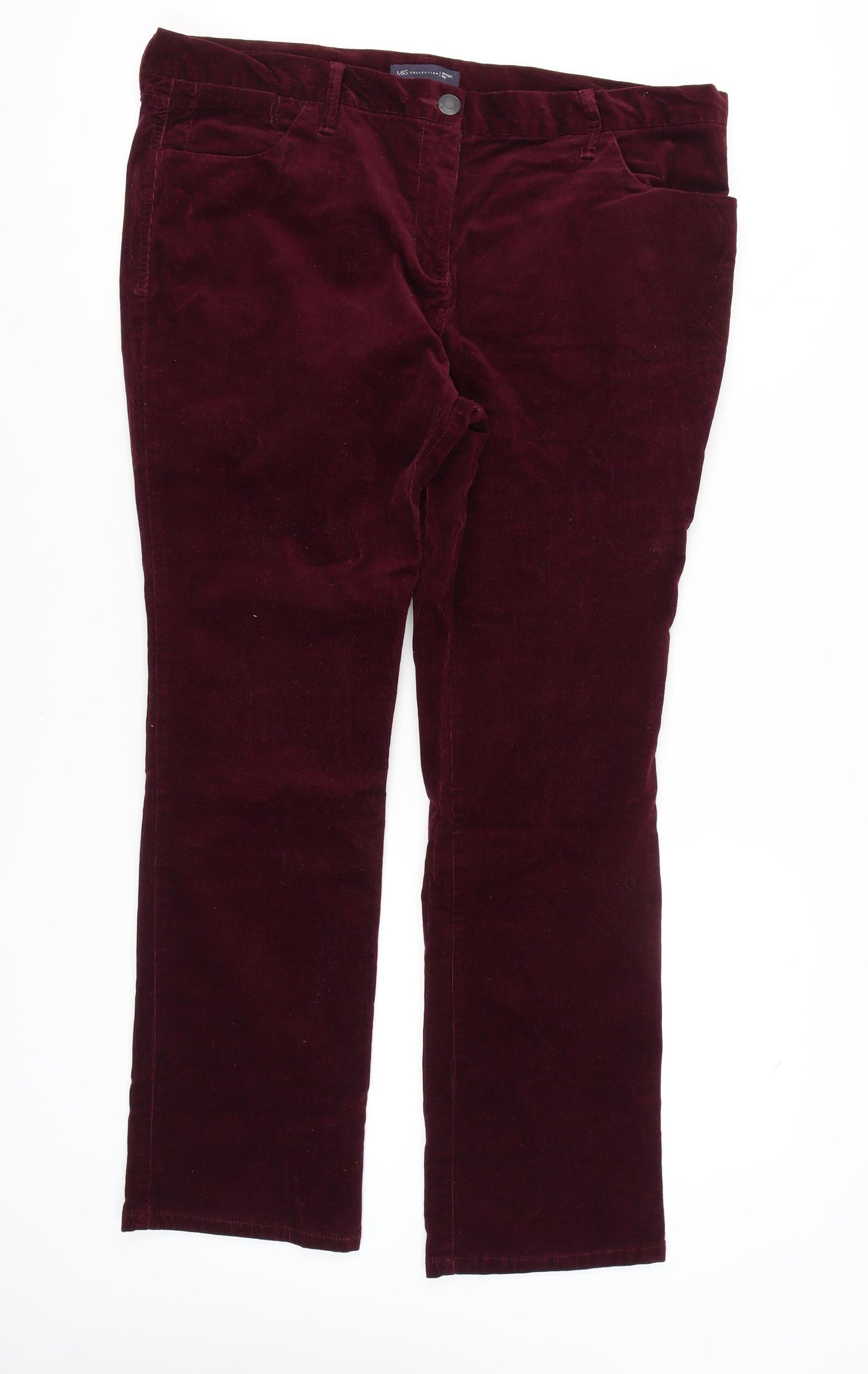 Marks and Spencer Women's Red Corduroy Trousers Size 18