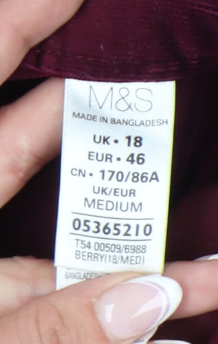 Marks and Spencer Women's Red Corduroy Trousers Size 18