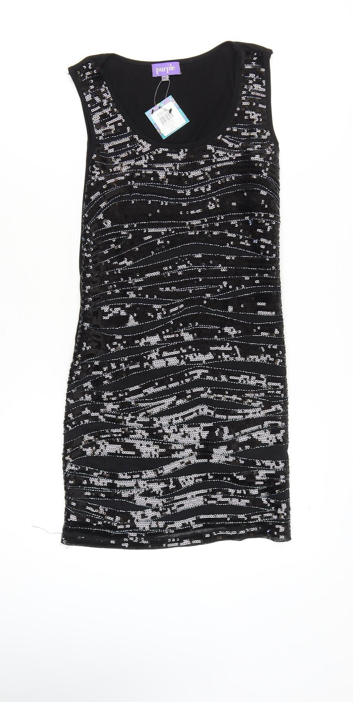Purple Women's Black Sequin Bodycon Dress M