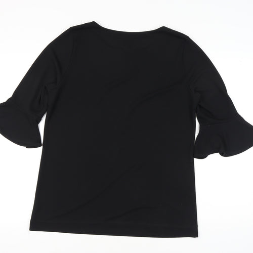 Next Women's Black 3/4 Sleeve Flared Blouse Size 16