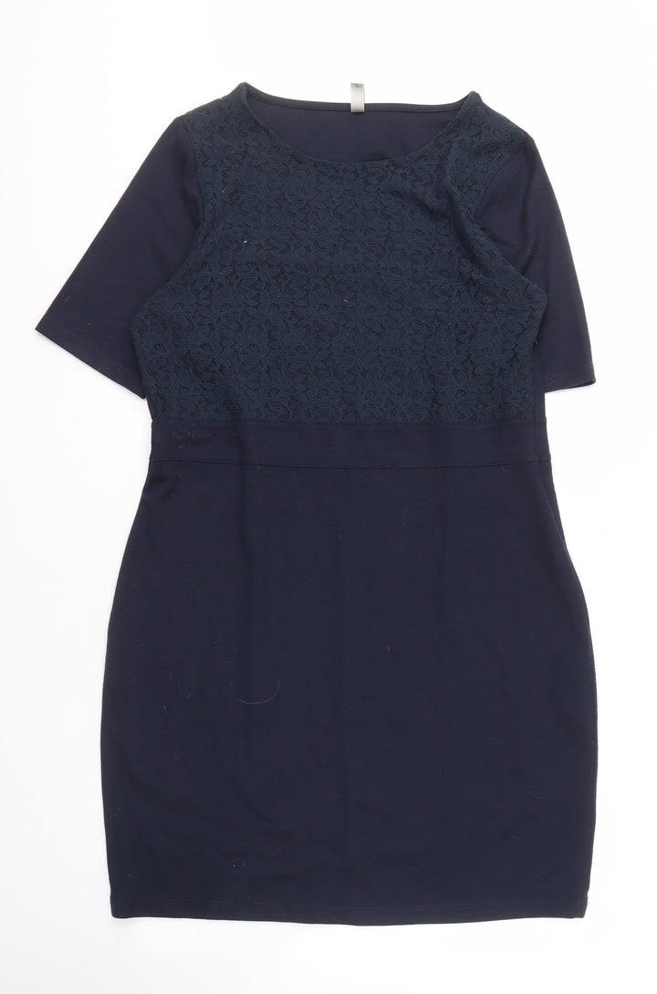 Soyaconcept Women Blue Sheath Dress, 2XL, Classic Style