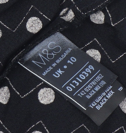 Marks and Spencer Black Geometric Women's Dress 10