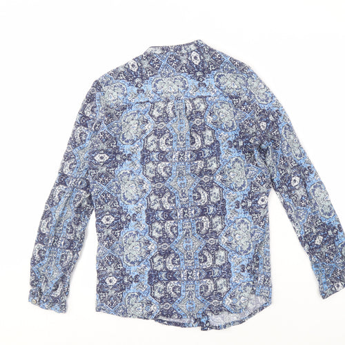 Isle Essentials Women's Blue Button-Up Shirt Size 10